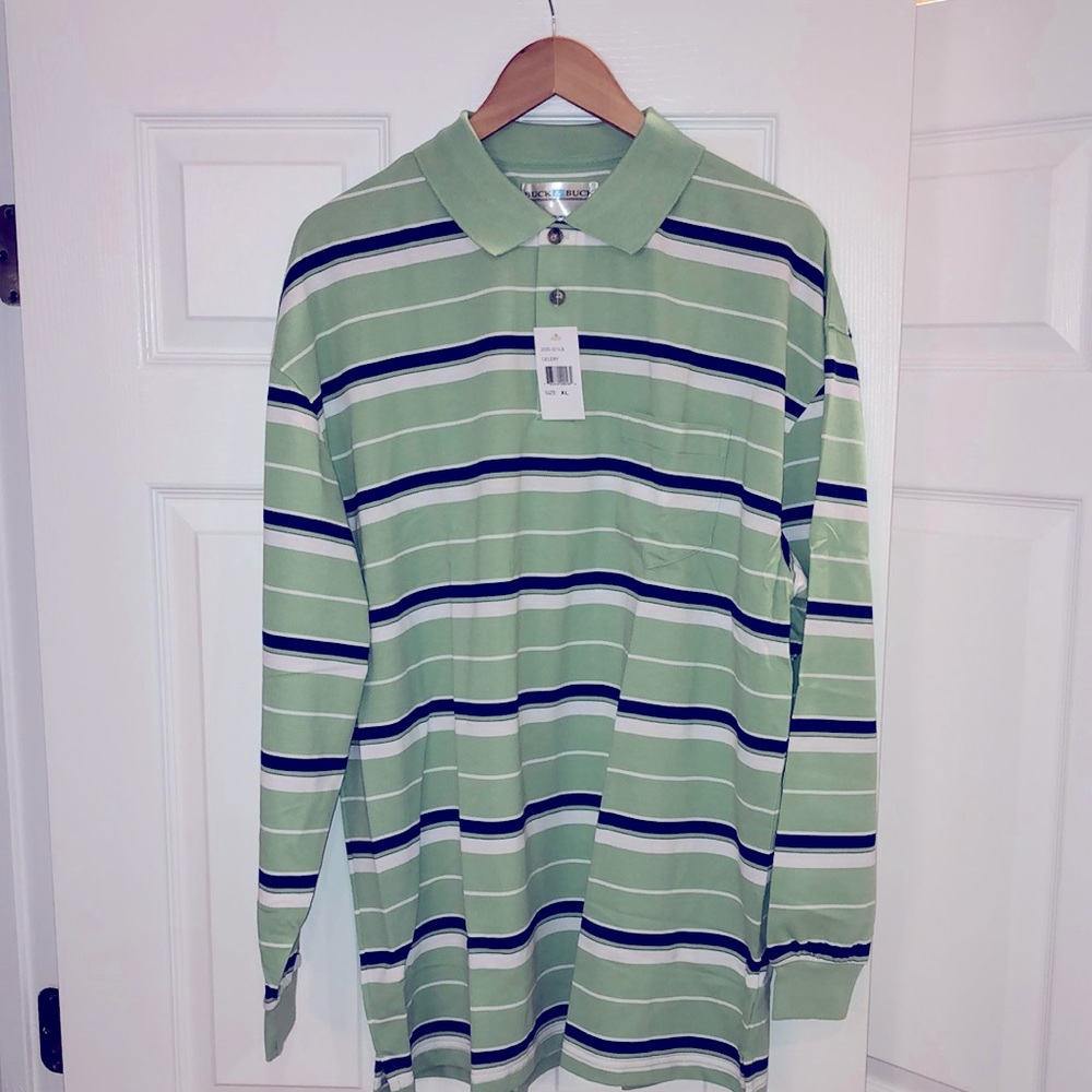 Buck & Buck Men’s Celery Green Long Sleeve Polo Shirt